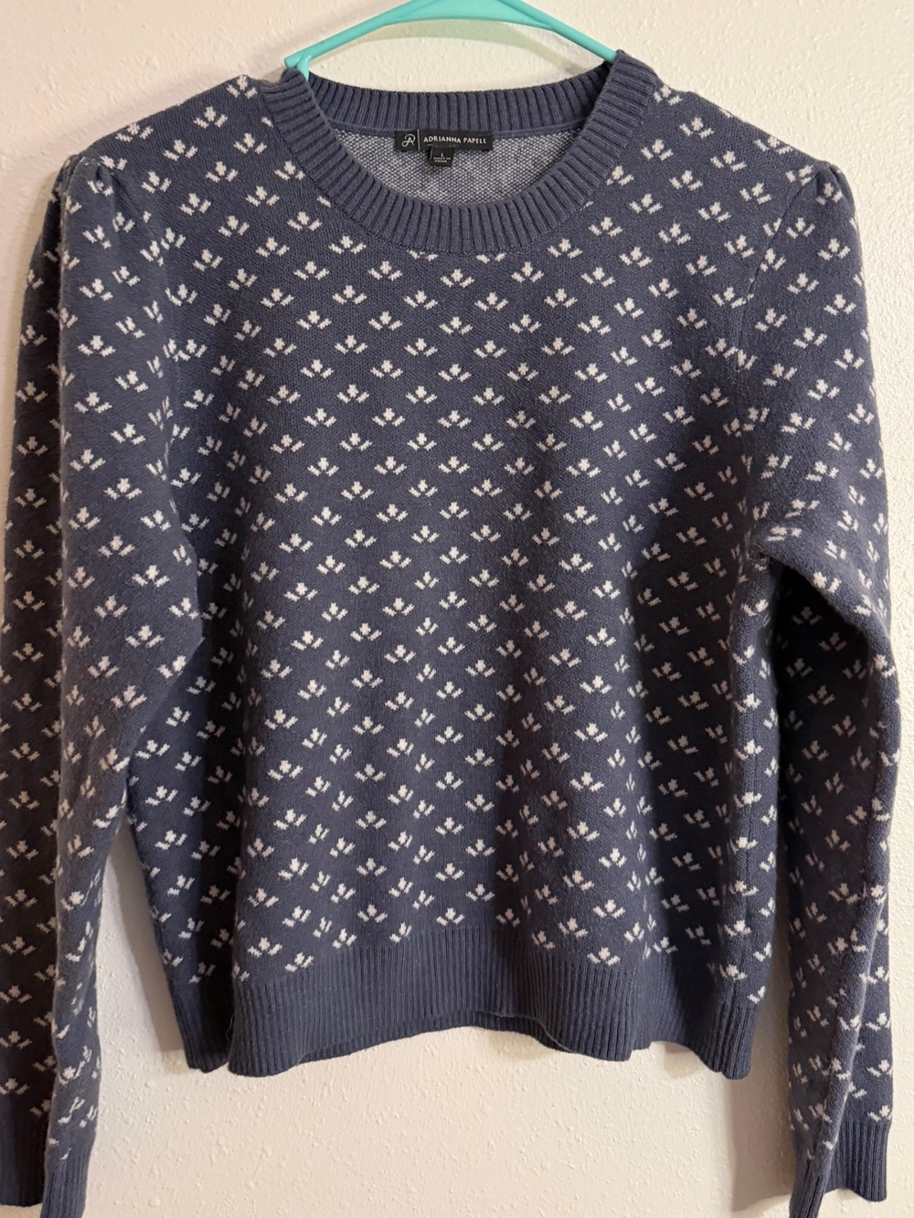 Adrianna Papell Blue Floral Sweater